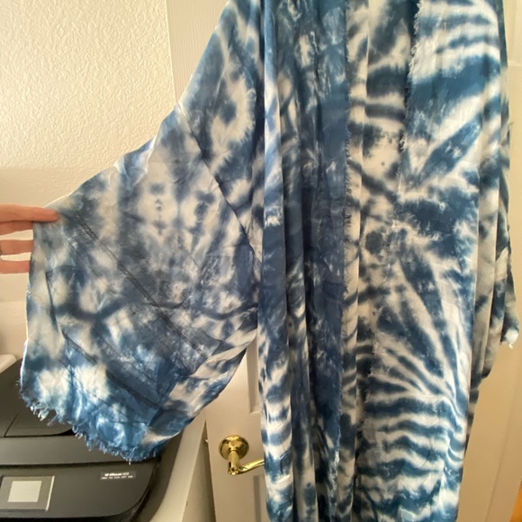 Fabulous Blue tie dye ethereal KIMONO Plus sz - Picture 5 of 6